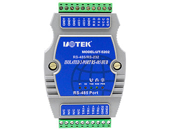 UOTEK UT-5202 DIN-Rail Industrial RS-232/RS-485 to 2 Ports RS-485 Hub