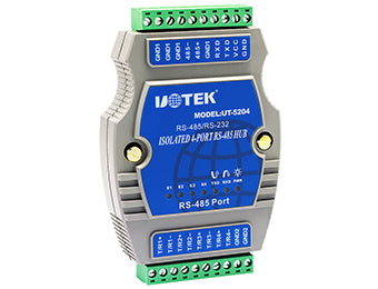 UOTEK UT-5204 RS-232/RS-485 to 4 Ports RS-485 Hub (Din Rail)